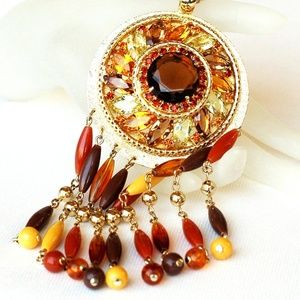 Hobe Rhinestone Pendant Necklace Huge